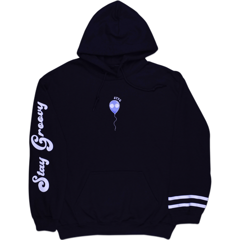 Stay Groovy Balloon Embroidered Premium Black Hoodie